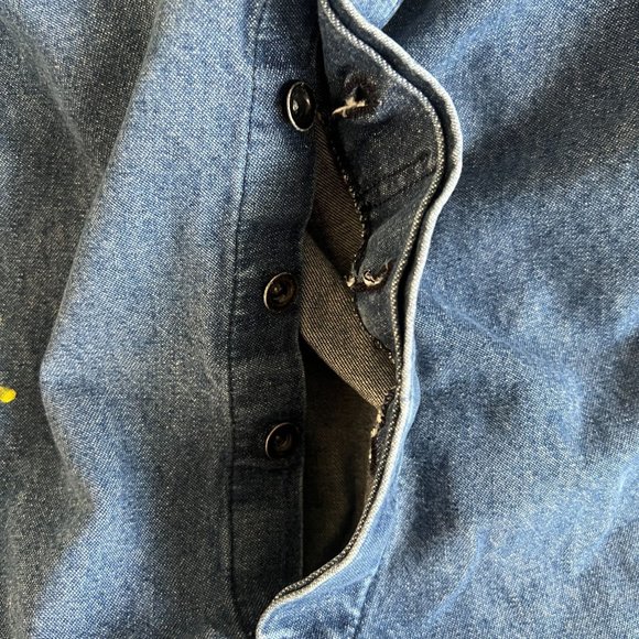 Y2K Red Kap Denim Bib Overalls 46x30 Paint Patina Utility Carpenter Grunge VF - Picture 12 of 16